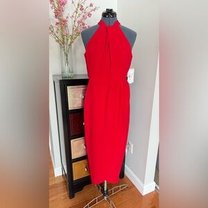 julia jordan Red Halter Midi Sheath Dress